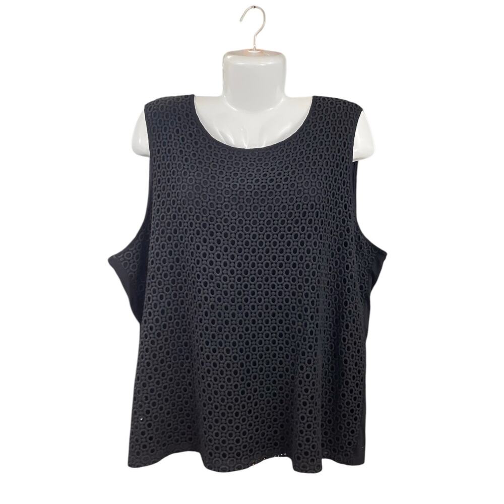 Talbots Women's Black Embroidered Lace Overlay Sleeveless Blouse SZ 3X